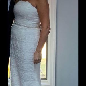 Wedding dress strapless with train & beading